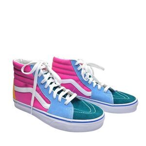 Vans SK8 High Top Multicolor Suede Canvas Sneaker Size Men 7.5 Womens 9